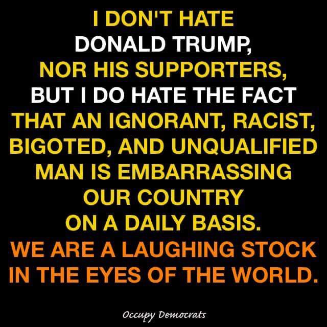 under Trump racism is on the rise because his bigotry is constantly on display. He impairs immigration policy by proposing or implementing policies that hurt immigrants & has active work in violating human rights. His disrespect for women shows in his violation of women’s rights.