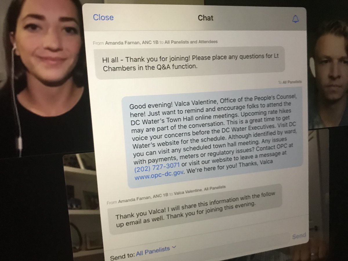DCOPC's tweet photo. Glad @DCOPC was able to chat last pm about DC Water town halls where consumers can chime in on a proposed rate hike. Thanks @ANC1B for invite to zoom in. All can call @DCOPC @ 202.727.3071 for more info or for help w a water bill or service issue. We’re #Here2HelpDC #OPCcanHelp https://t.co/KyZWS4GQnH