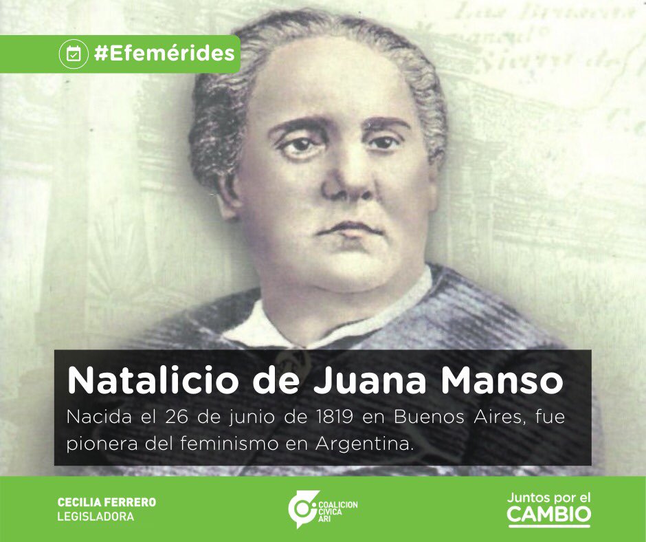 Hace 201 años nacía Juana Paula Manso de Noronha; escritora, traductora, periodista y maestra, pionera del feminismo en nuestro país. Una luchadora por la libertad, por la igualdad y por la educación. "La escuela es el secreto de la prosperidad de los jóvenes".