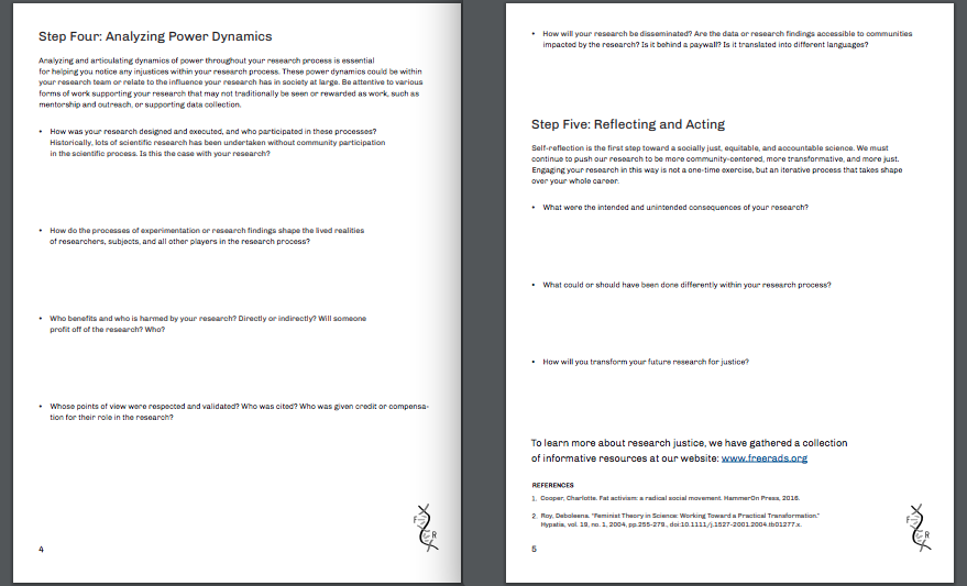 Along with that, here’s a print-friendly worksheet with guiding questions to help you reflect on and reframe your own scientific work!  http://freerads.org/rj-worksheet 