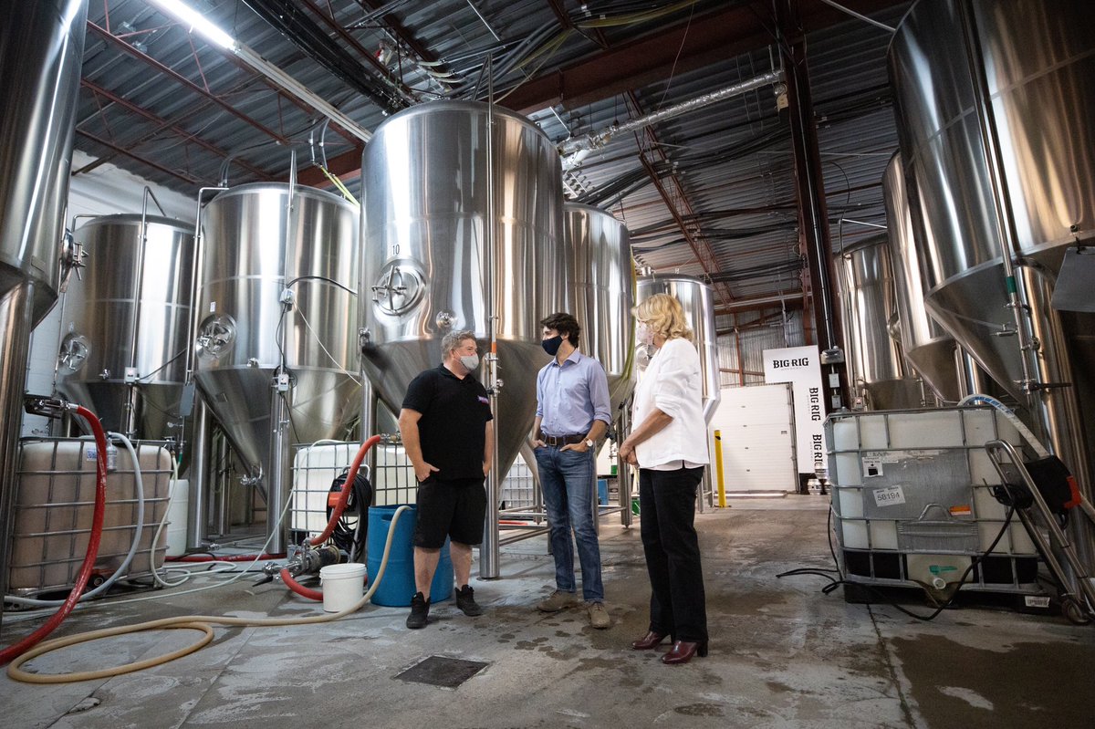 This morning, @KarenMcCrimmon and I visited @BigRigBrew. They had to let most of their staff go when this pandemic started, but eventually they started making home deliveries. And they even started making hand sanitizer for community organizations too.