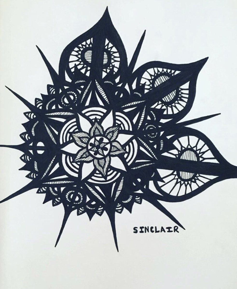artbysin1's tweet photo. Free hand pen work.  #blackink #freehand #tattooideas #mandala #rose #womenwhodraw #femaleartist https://t.co/EgDBB3BHUR