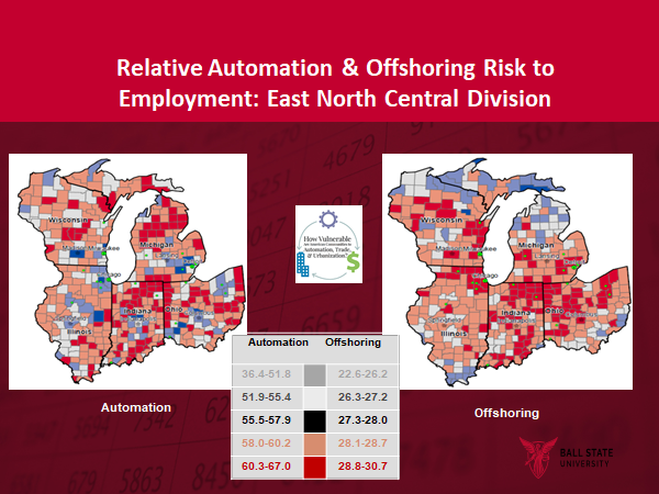 7/n Indiana is ground zero for automation and trade related job losses. This is from the county level study of the phenomenon, published by  @BallStateCBER in 2017.
