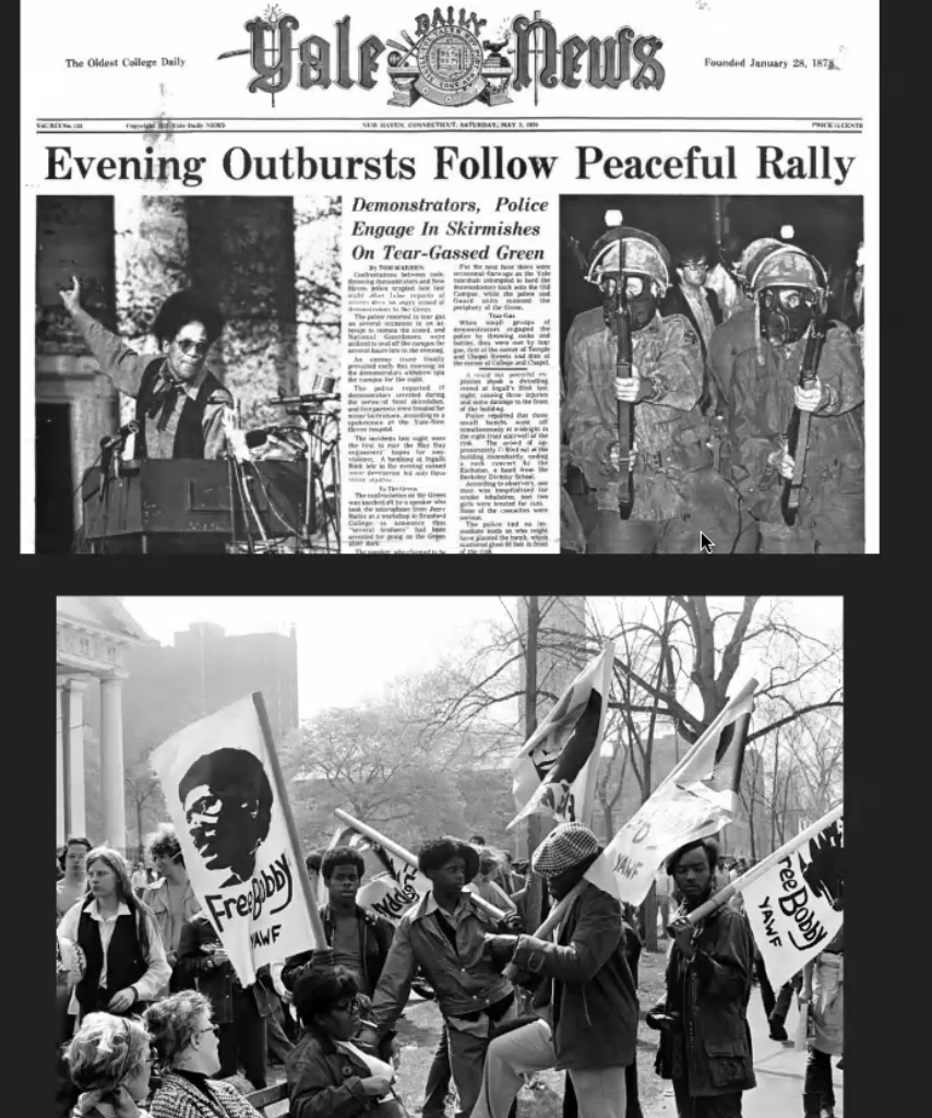 YaleEJC's tweet photo. From the Black Panther trials to countless labor strikes, the YPD has been instrumental in suppressing Black organizing for economic and political change.
YPD protects Yale's property and domination over New Haven. Not us. #DefundYPD https://t.co/2KKEkdIcg2
