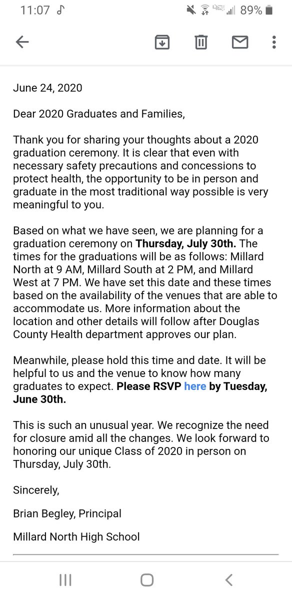 Today I found out that the class of 2020 for Millard will be having their traditional graduation ceremony on July 30th! We thought we weren't going to get this day even though we had an online graduation
I wanna thank <a href="/Brian_Begley66/">Brian Begley</a> for being an awesome principal and leading us!
