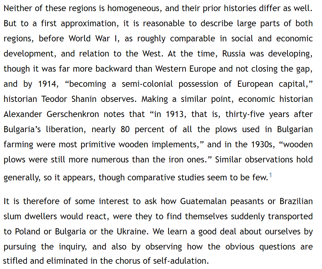 and here is chomsky on the facile comparisons between the soviet bloc and the west, from his great piece "the victors" ( https://chomsky.info/199011__/&nbsp;), where he sums up the horrific record of a triumphant capitalist west