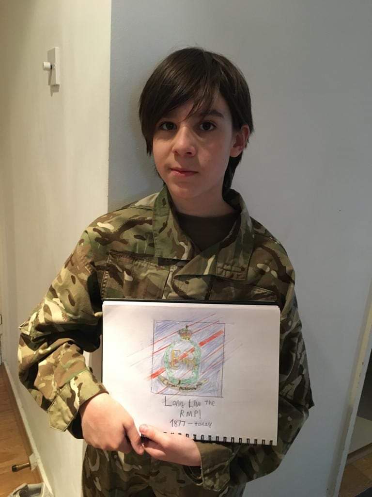 Every hour we are posting a #13Coy #Cadets showing their support for #ARW2020 in their own creative way This hour its Cdt P from @133Detachment who has created a drawing of @1RegtRMP cap badge #VirtualACF #ArmedForcesWeek @ACFColCadets @OC_13Coy