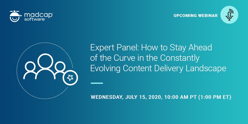 MadCapSoftware's tweet image. How do you stay ahead of the curve in the constantly evolving content delivery landscape? We&apos;ll tell you! Join us for this 90-minute webinar where we will cover topics such as: usability, #ticketdeflection / #selfsupport, #content efficiency and more. bit.ly/2VliS00