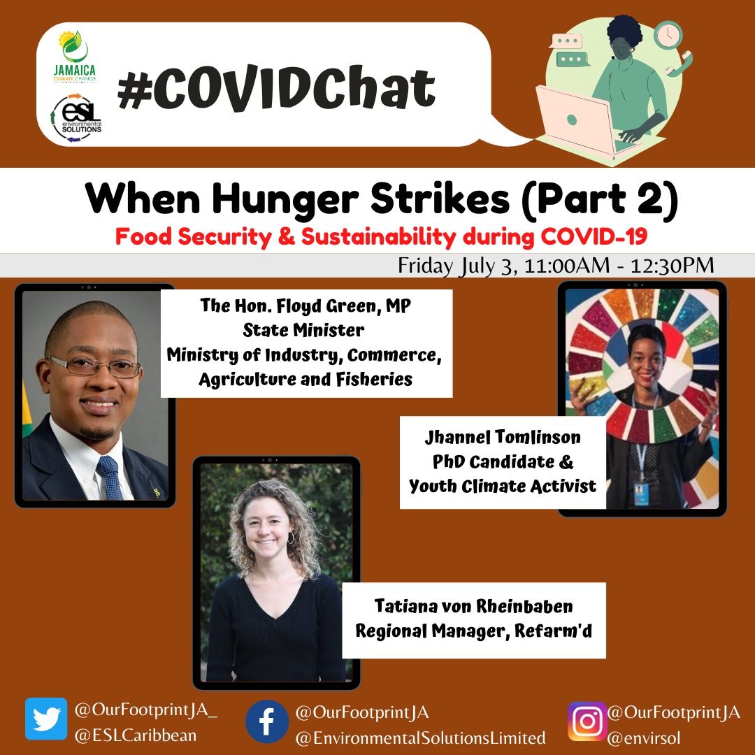 JamaicanLabrat's tweet photo. Next week we'll continue discussing Food Security &amp; Sustainability during COVID-19 with @floydgreenja and @Jaybritz 

We HAVE to talk about access to, availability and attainability of food for ALL as we navigate both the COVID-19 and climate change crises. https://t.co/OwRQb9vlrQ