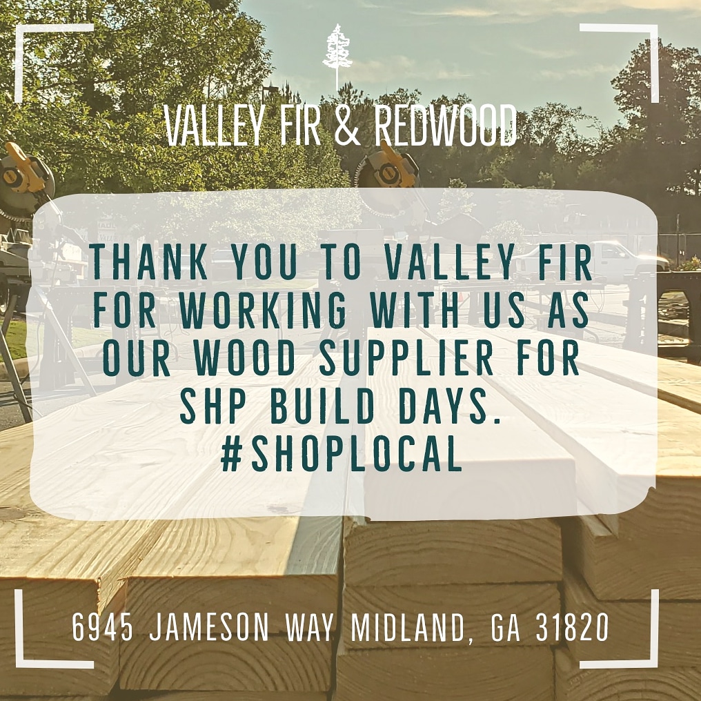 SHP_ColumbusGA's tweet photo. A huge THANK YOU to @ValleyFir for working with us as the wood supplier for each of our SHP Build Days. Visit online at https://t.co/somltBucTR⁣ |⁣706.687.9542
🛒  🛠   🛏⁣
⁣#thankful ⁣
#shoplocal ⁣
#ColumbusGA ⁣
#ChattahoocheeValley https://t.co/Dj9QEGaKET