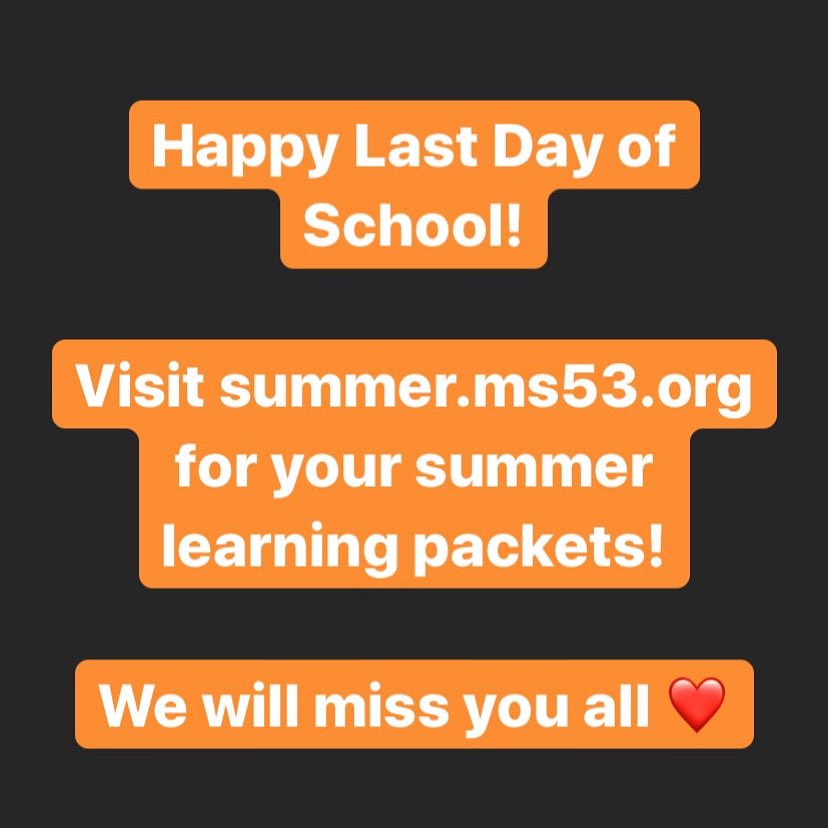 TheNewMS53's tweet photo. #SummerLearning #HappyLastDay https://t.co/1gEH40A5M8