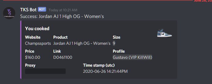 OBTAIN GOODS (@obtain_llc) on Twitter photo 1 with TKS (so far) ๐
Slots - @obtaincheckouts
Bot - <a href="/theKickStation/">theKickStation</a>
Server - <a href="/DripServers/">Drip Servers</a>
Proxies - <a href="/jeru035/">Jeru035</a>
Gmails - @stickygmails
Tools/Support - <a href="/EasyATC/">EasyATC</a> | <a href="/neutrinotools/">neutrino</a>
#ObtainVIP ๐ 1 with TKS (so far) ๐
Slots - @obtaincheckouts
Bot - <a href="/theKickStation/">theKickStation</a>
Server - <a href="/DripServers/">Drip Servers</a>
Proxies - <a href="/jeru035/">Jeru035</a>
Gmails - @stickygmails
Tools/Support - <a href="/EasyATC/">EasyATC</a> | <a href="/neutrinotools/">neutrino</a>
#ObtainVIP ๐