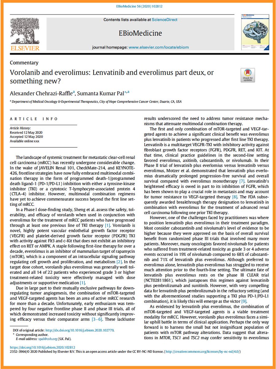 montypal's tweet photo. My superb fellow @arafflemd wrote this beautiful commentary on #vorolanib a #VEGFR & #PDGFR #TKI plus #everolimus @EBioMedicine https://t.co/1DqHQ8G6DZ https://t.co/8gP9TUHamy
