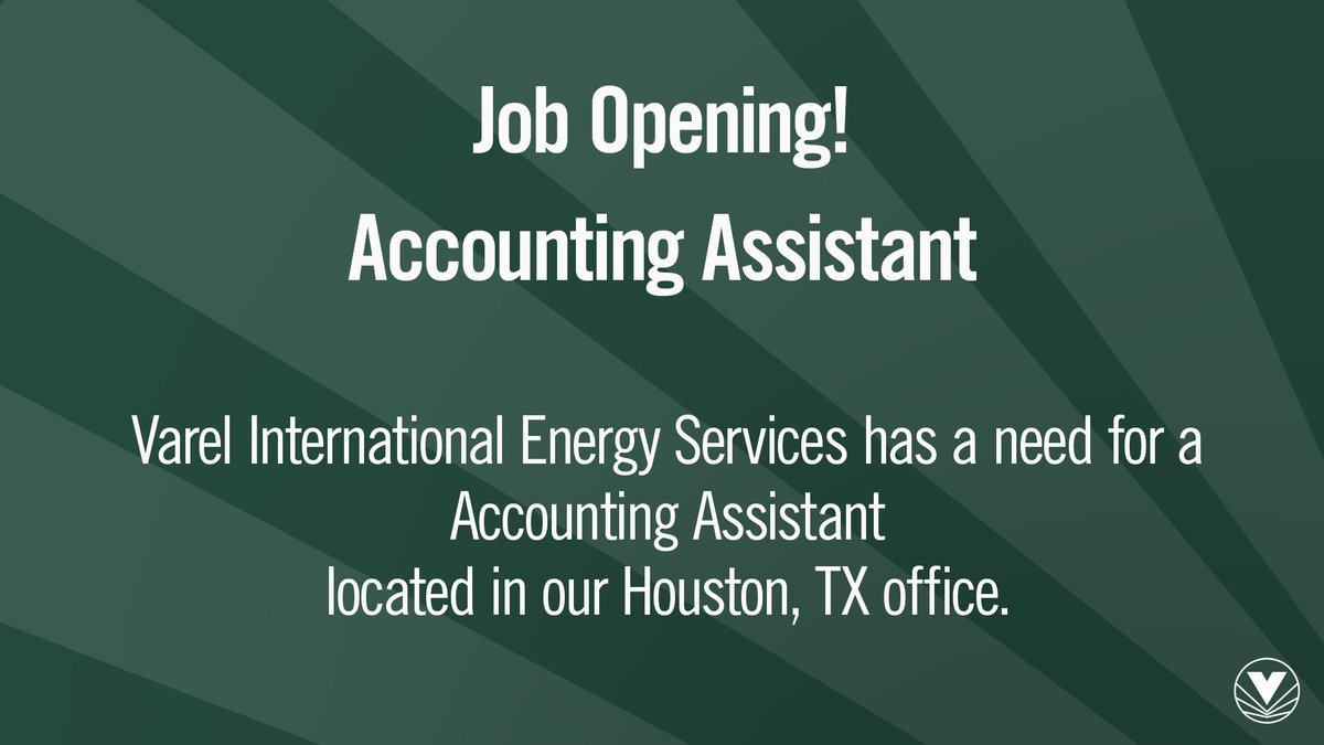 Varel is looking for a Accounting Assistant located in our Houston Texas office. If you are looking for more information about the job or would like to submit your resume please click:  zcu.io/0OJ4