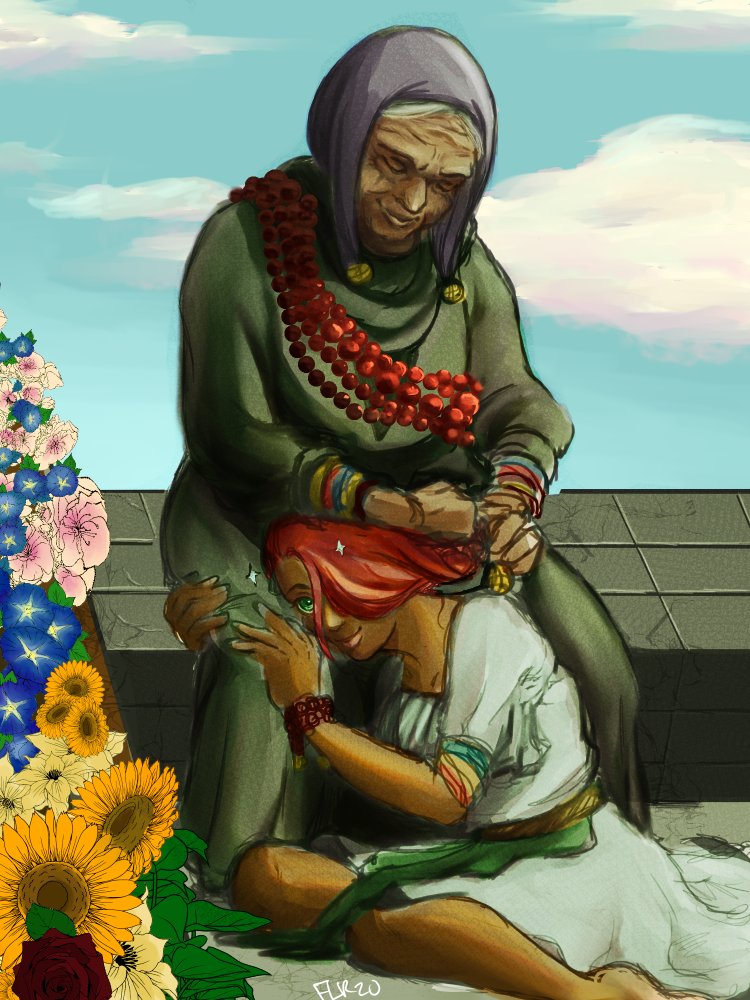 FarLouRea's tweet photo. Work's done-ish and brain is mostly operational, so here's Matier and a young Lucia~

Drawn for @writingsquid, happy birthday ☺️✨ https://t.co/uOv8iqB98o