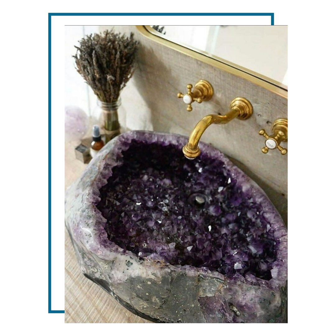 OmahaNari's tweet image. While this sink does have a gorgeous aesthetic, it can't be very fun to wash your hands in or clean. Think of all the potential scrapes and scratches! #homefail #bathroom #sink #geode #NARI #NARIgreateromaha