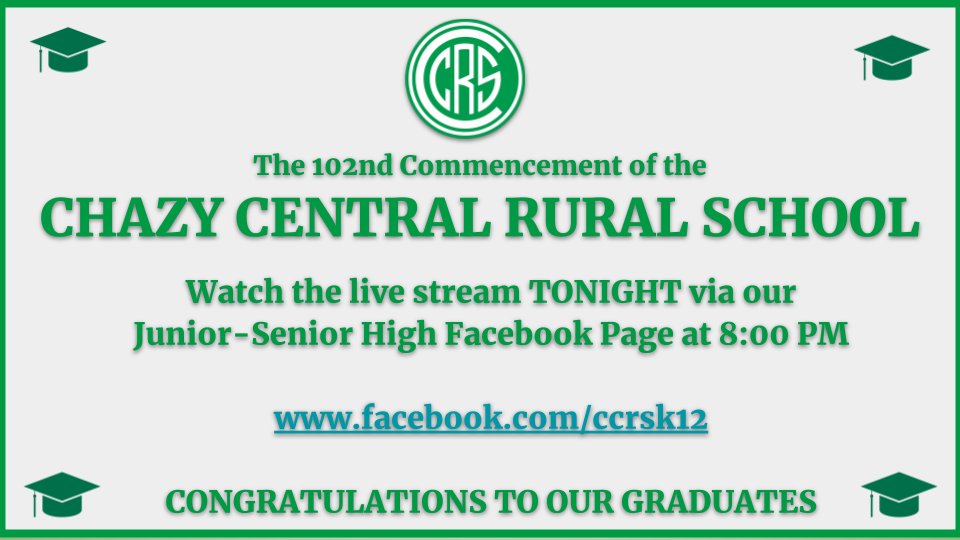 ChazyRural's tweet photo. Tonight's the night!  #CCRS #ClassOf2020 #ChazyPride https://t.co/YXXtKeCLPt