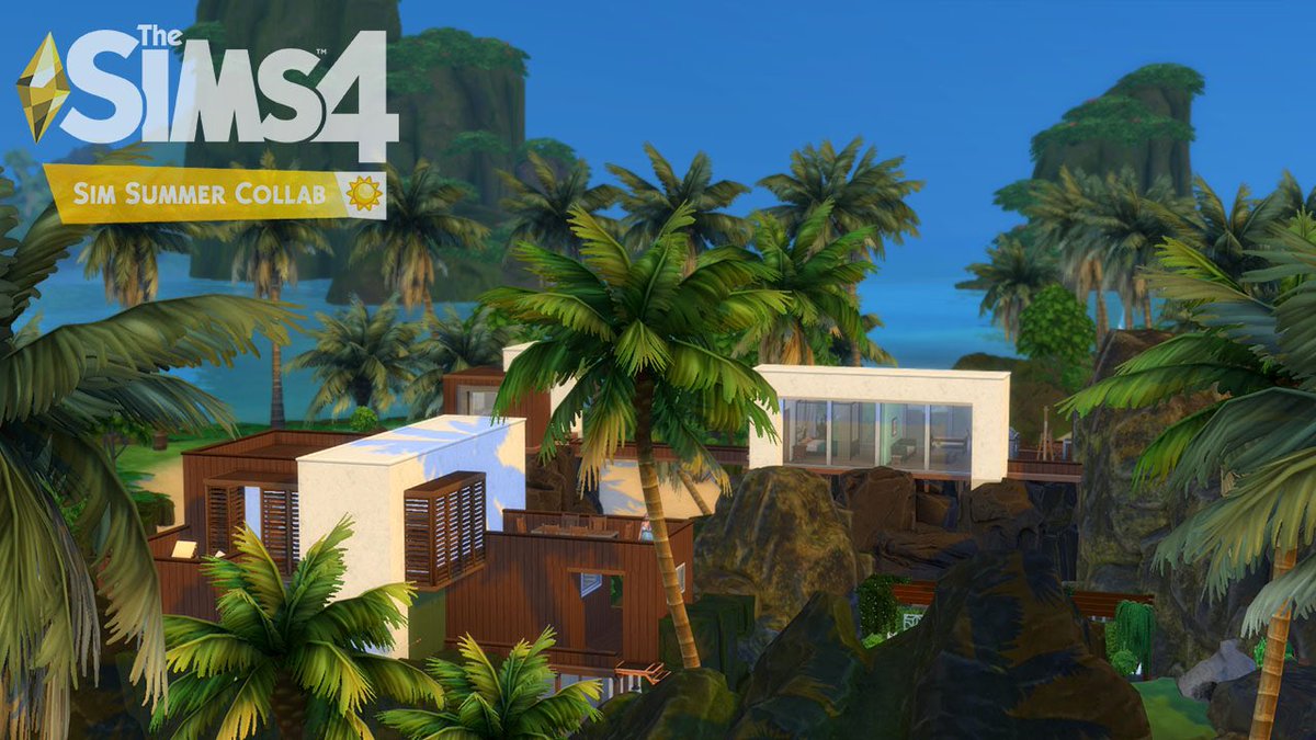 EtvBar's tweet photo. The #simsummercollab! I made this cliff side Island Living beach house. Available in my gallery Sims4playx and speed build on my channel! https://t.co/YcFrf7pHgl