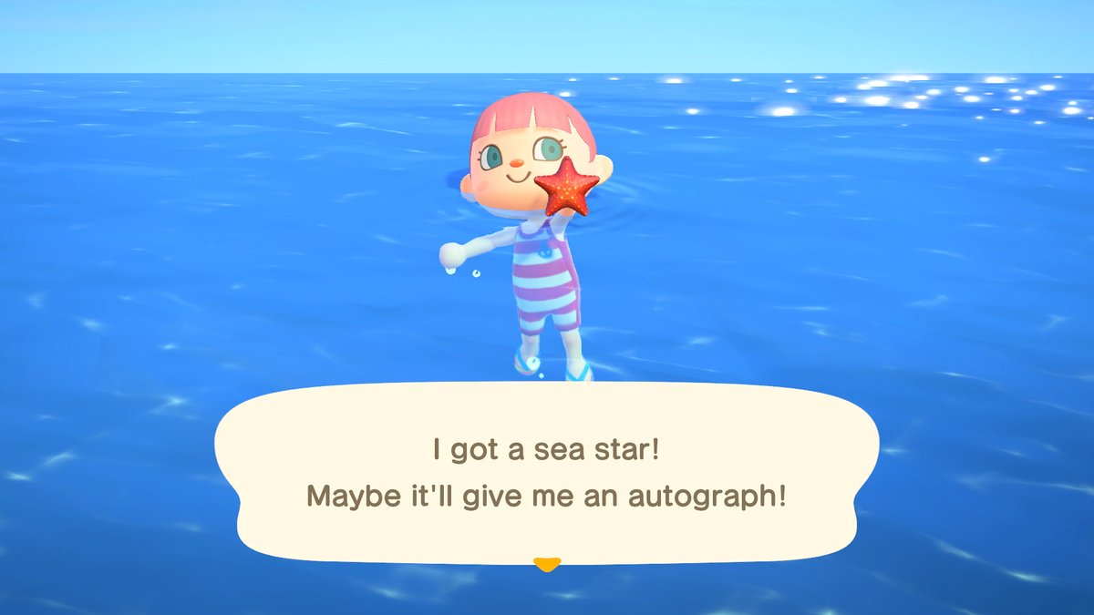 NintendoAmerica's tweet photo. Don your wet suit to swim in the ocean around your island! Dive deep to discover new sea creatures and then donate them to the museum. Once the #AnimalCrossing: New Horizons free Summer Update – Wave 1 arrives on 7/3, you’ll be able to enjoy this new feature anytime. https://t.co/cXEOtYdqha