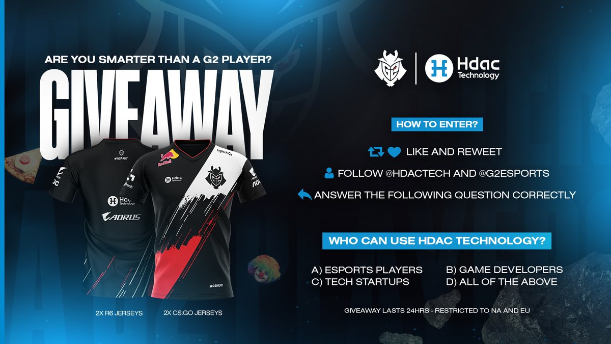 G2esports's tweet photo. Prove you're smarter than a G2 player and win a jersey!

🔄❤ RT and like this tweet
✅ Follow @G2esports and @hdactech
🎓 Answer the question on the graphic! https://t.co/N9rYKVvWyK