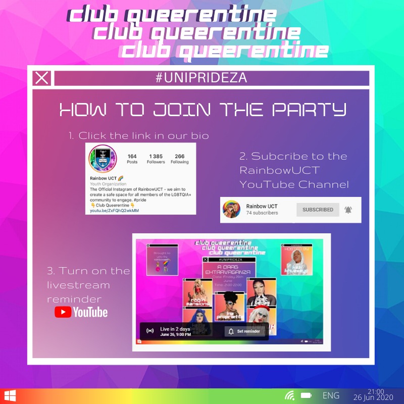 StelliesQueerUS's tweet photo. IT'S HAPPENING TONIGHT 🎊 🍾🥂
Join us for a #PrideMonth Drag Extravaganza with some AMAZING queens.

Instructions on how to join the party in the second frame.

See you there😌👌🏾

#UNIPRIDEZA #ClubQueerZA https://t.co/KDZc0SPhQA