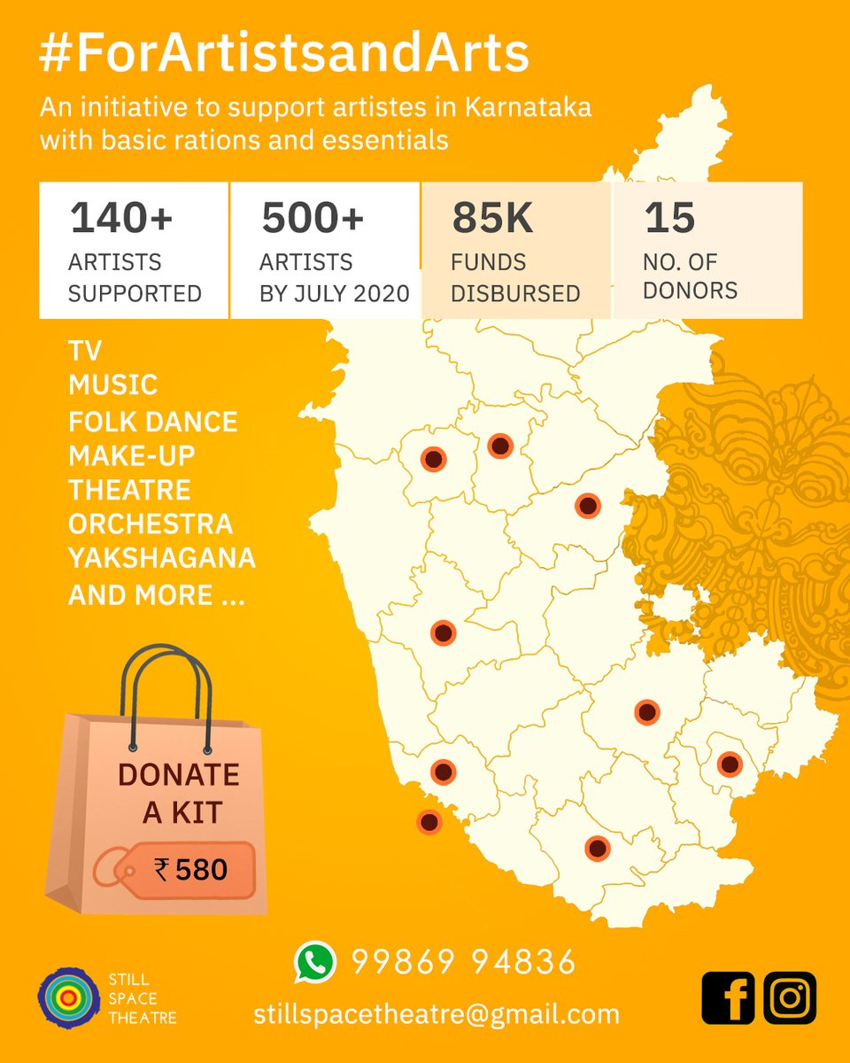#forartistsandarts

yes we are going ahead with Phase 2 and 3 of our essential ration supply efforts for artistes across Karnataka! So support us in this initiative. 

#covid19relief #karnataka