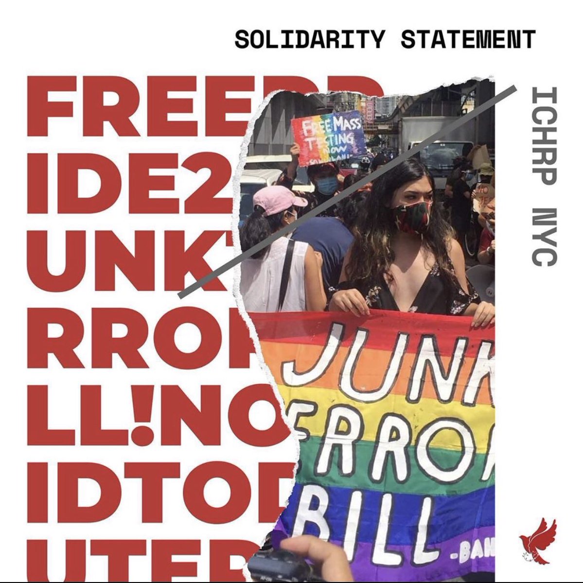 NYCHRP's tweet photo. As proud members of @ichrpus NYC Chapter, we vehemently condemn the violent dispersal of the peaceful Pride Protest a March In Mendiola, Manila, PI. Link in bio for statement.
#FreePride20
#PrideIsAProtest
#JunkTerrorBill
#NoAidToDuterte https://t.co/0WanDwTwv4