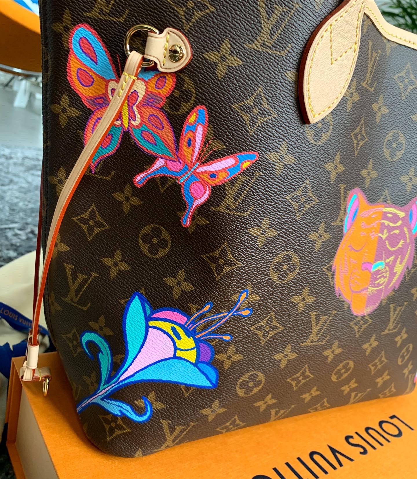 hand painted louis vuitton bag