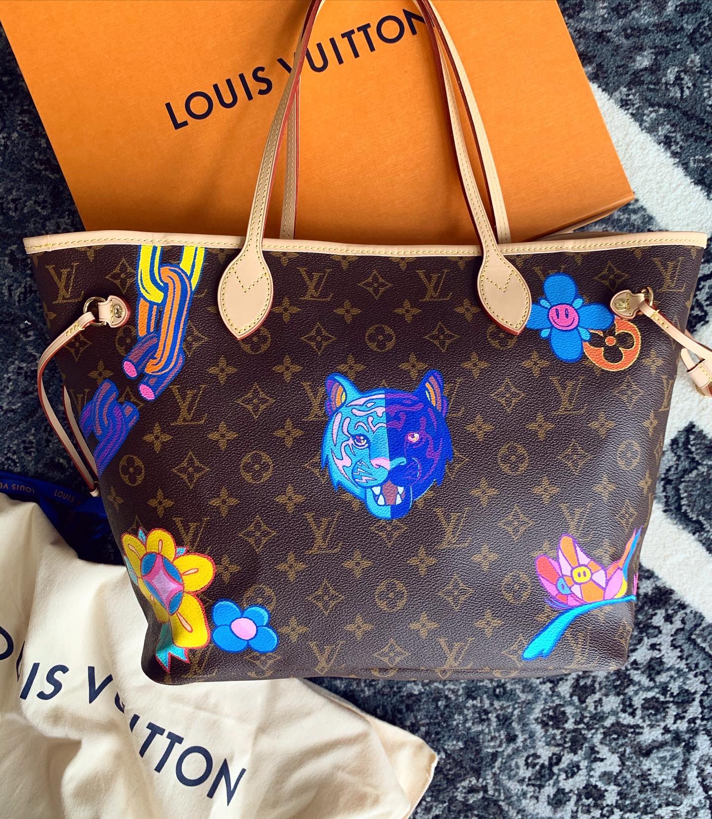 hand painted custom painted louis vuitton bag