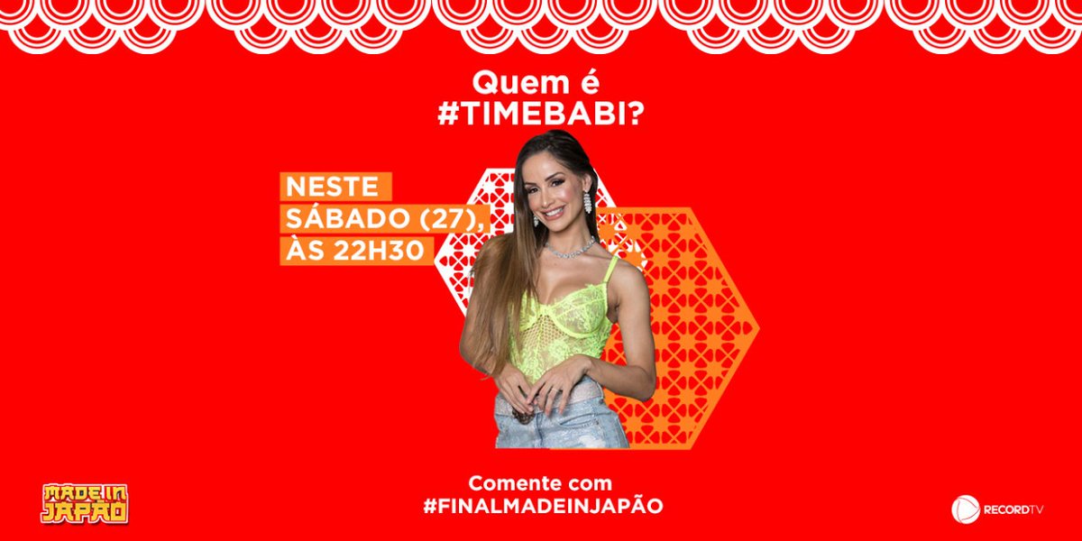 recordtvoficial's tweet photo. #FinalMadeInJapão. A decisão do #MadeInJapão é neste sábado (27), a partir das 22h30, ao vivo com @SabrinaSato , então queremos saber, deste trio, qual é o seu favorito para vencer! #TimeBabi, #TimeGui ou #TimeRicharlyson? ✨🤔 https://t.co/Ubh33A0FpP