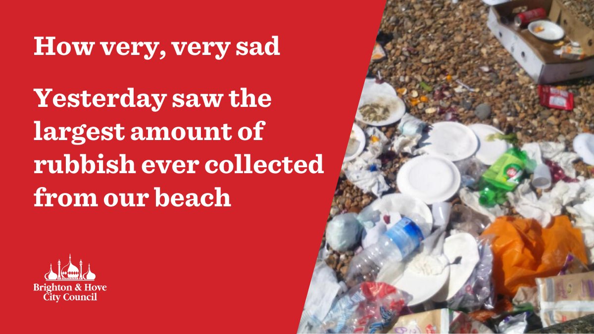 BrightonHoveCC's tweet photo. Our hard working street cleaning team removed a staggering 11 tonnes of waste from our beach on Thursday.

It's heartbreaking to think so many people who love to use our beach don't care how filthy they leave it.

They should be ashamed.

More at https://t.co/z1LjzovQNZ https://t.co/hnQlLIFswO