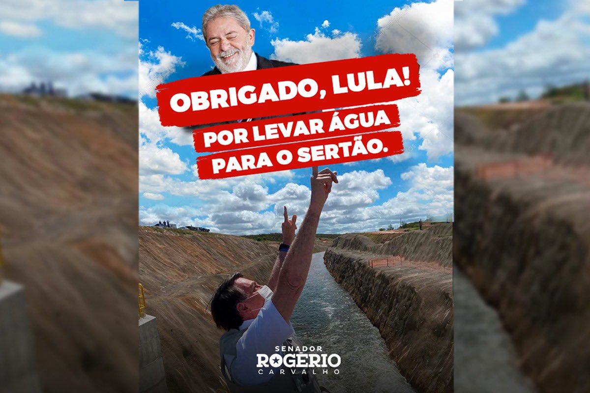 SenadorRogerio's tweet photo. Parabéns presidente @LulaOficial por ter levado água para o Sertão e obrigado Lula ter olhado para o Nordeste brasileiro. Pela primeira vez o Nordeste do Brasil teve presidente! https://t.co/eH3SZYLxo6