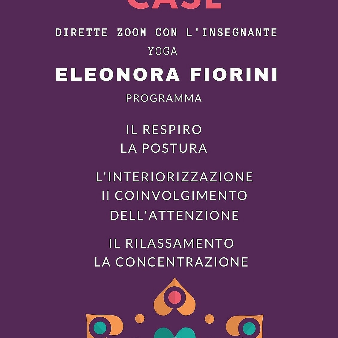 📍  LEZIONI GRATUITE DI YOGA dal 27 luglio al 2 Agosto  
🤩 POSTI LIMITATI  iscriviti alla maeil eventilecase@gmail.com

Le lezioni saranno fatte in un luogo speciale qui da noi alla residenza LE CASE in diretta ON AIR e tu ti potrai collegare da ovunque ti trovi.
