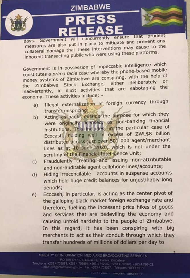 nickmangwana's tweet photo. The Statement of Suspension on Monetary Transaction on Phone Based Mobile Money Transactions https://t.co/toWTV6EB4H