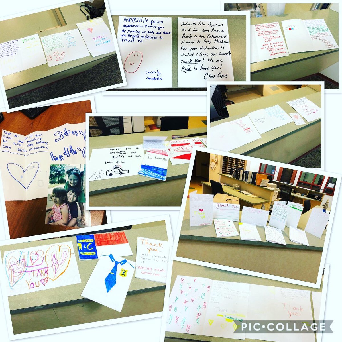 Thank you all for your outpouring of support this past week. B/w the food, heartfelt notes and signs placed out front, we are definitely feeling the love. It means so much to us to serve an amazing community! #AllTheFeels #FeelGoodFriday #OneLove #InThisTogether #HuntersvillePD