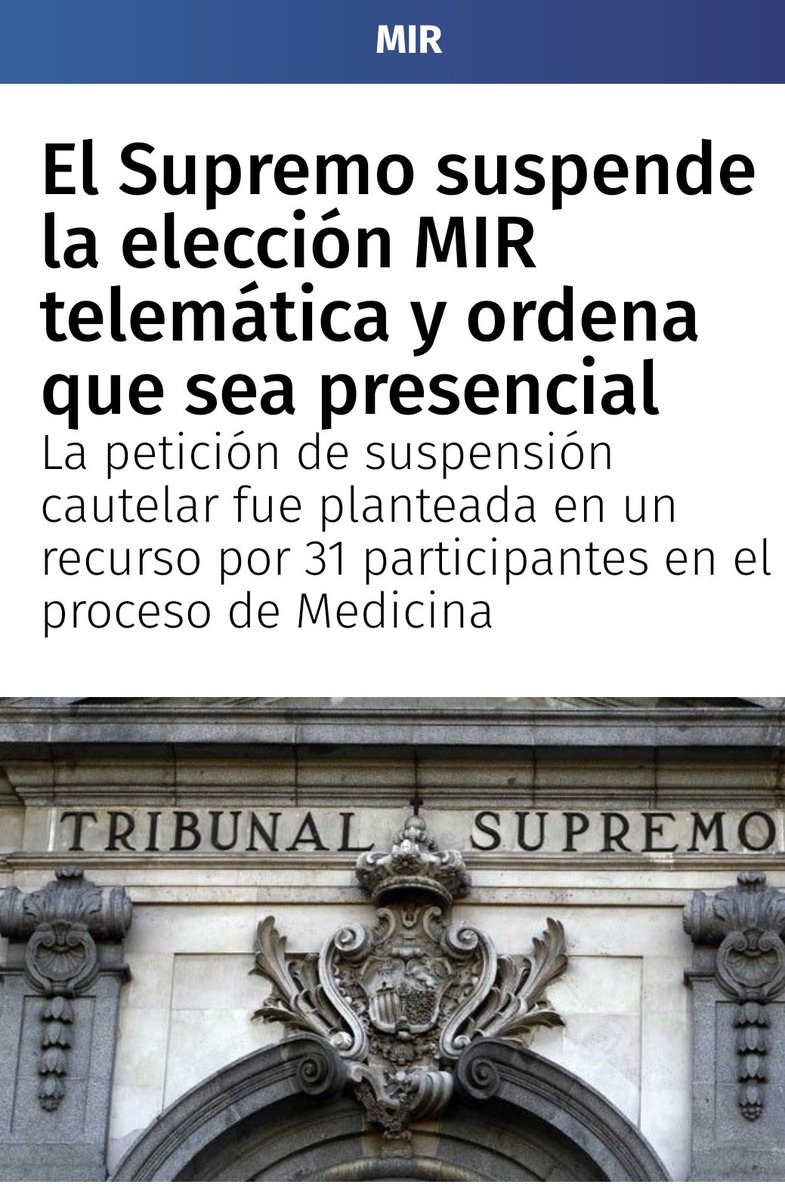 RaquelBlascoR's tweet photo. #MIR2020conGarantías
Al final, la adjudicación de plazas #MIR2020 el #TribunalSupremo ORDENA QUE SEA  #PRESENCIAL
#FSEnlucha https://t.co/0YoGILB3DL
Bien! Mil gracias a todos los que os habéis dejado la piel!
https://t.co/ugr2AUMvzO
Cc @fsenlucha @MUDmedicos  @OMC_Espana https://t.co/oVzrrMWpuV