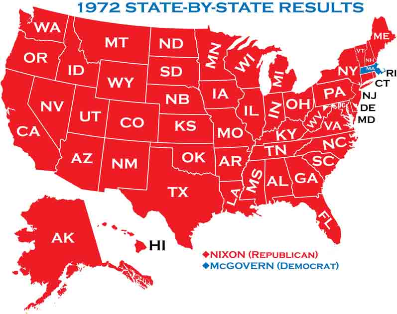 FOUR YEARS OF WAR LATER, Nixon reelection map, 1972.