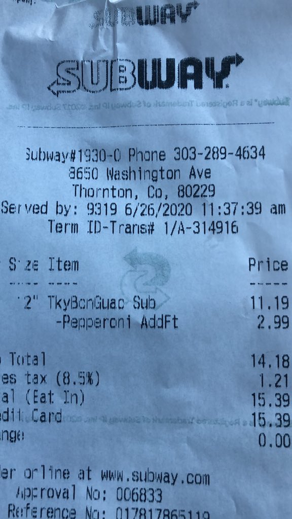 directedbybtv's tweet photo. @SUBWAY just got me good. $15.39 for a footlong w/ no chips or drink smh this the last time i’ll be eating at Subway ever. #15dollarfootlong https://t.co/Awc7R66fsy