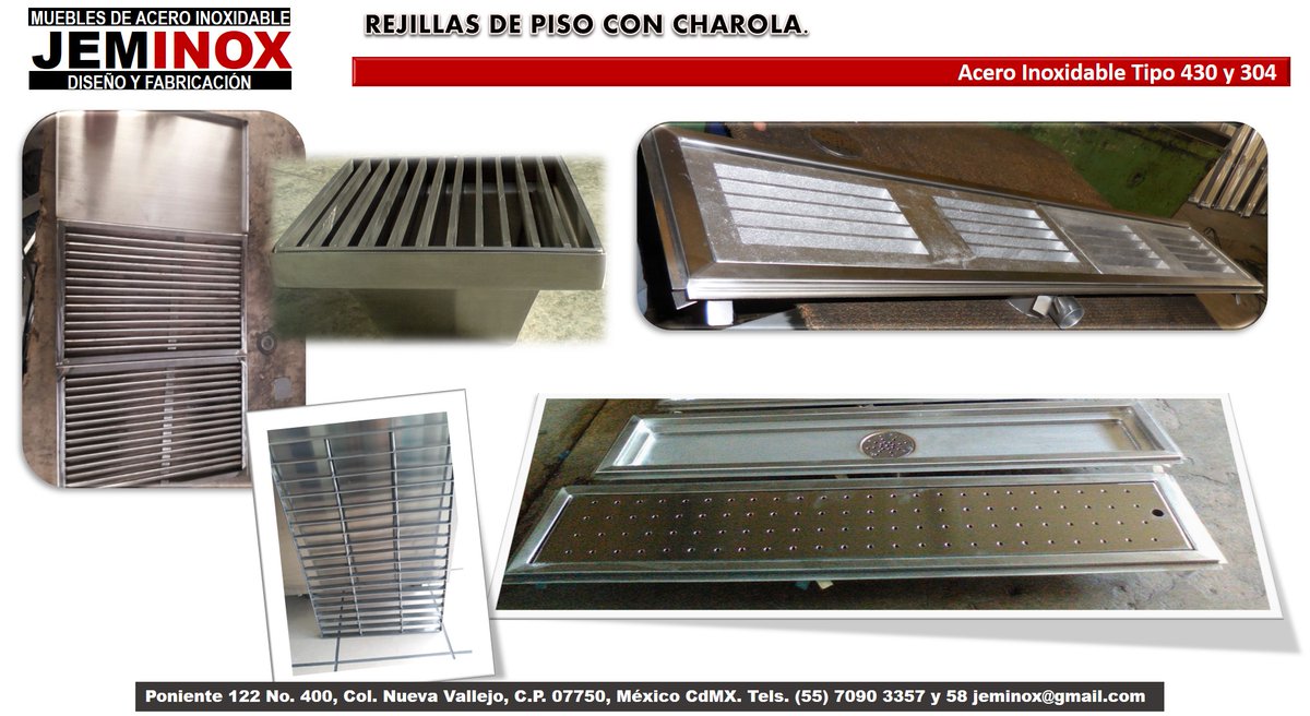 Jeminox1's tweet photo. Rejillas de piso de Acero Inoxidable marca JEMINOX. Diferentes modelos y medidas especiales o standard. #rejillasdepiso #charolasdepiso #desagüe #jeminox #medidasespeciales #sobremedida https://t.co/CYGDfRmWOp