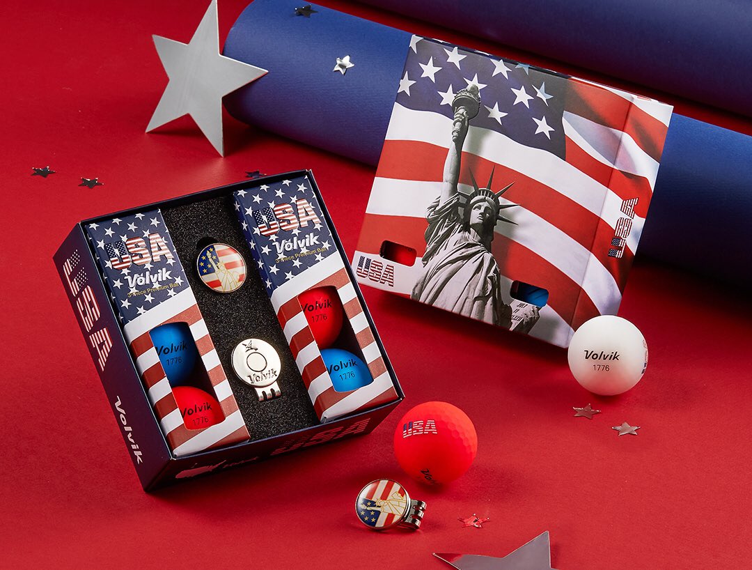 volvikUSA's tweet photo. Show off your Star-Spangled spirit this 4th of July with the Vivid USA 6 Ball Pack & Statue Of Liberty Ball Marker. Quantities are limited. #VolvikUSA #1ColoredGolfBall #DriveFurther #HitStraighter #ExtremeAccuracy #Golf #USA #4thOfJuly #Red #White #Blue #StatueOfLiberty https://t.co/o9UADElTg9