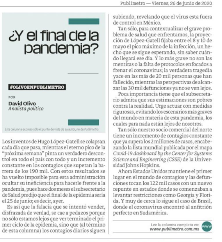 dolivo_a's tweet photo. #BuenViernes comparto mi columna de hoy en @PublimetroMX https://t.co/qKrEupa7Jv #OlivoEnPublimetro #Columnas #QuédateEnCasa #HomeOffice #atentado #AbrazosNoBalazos https://t.co/FlAXWZV6YG