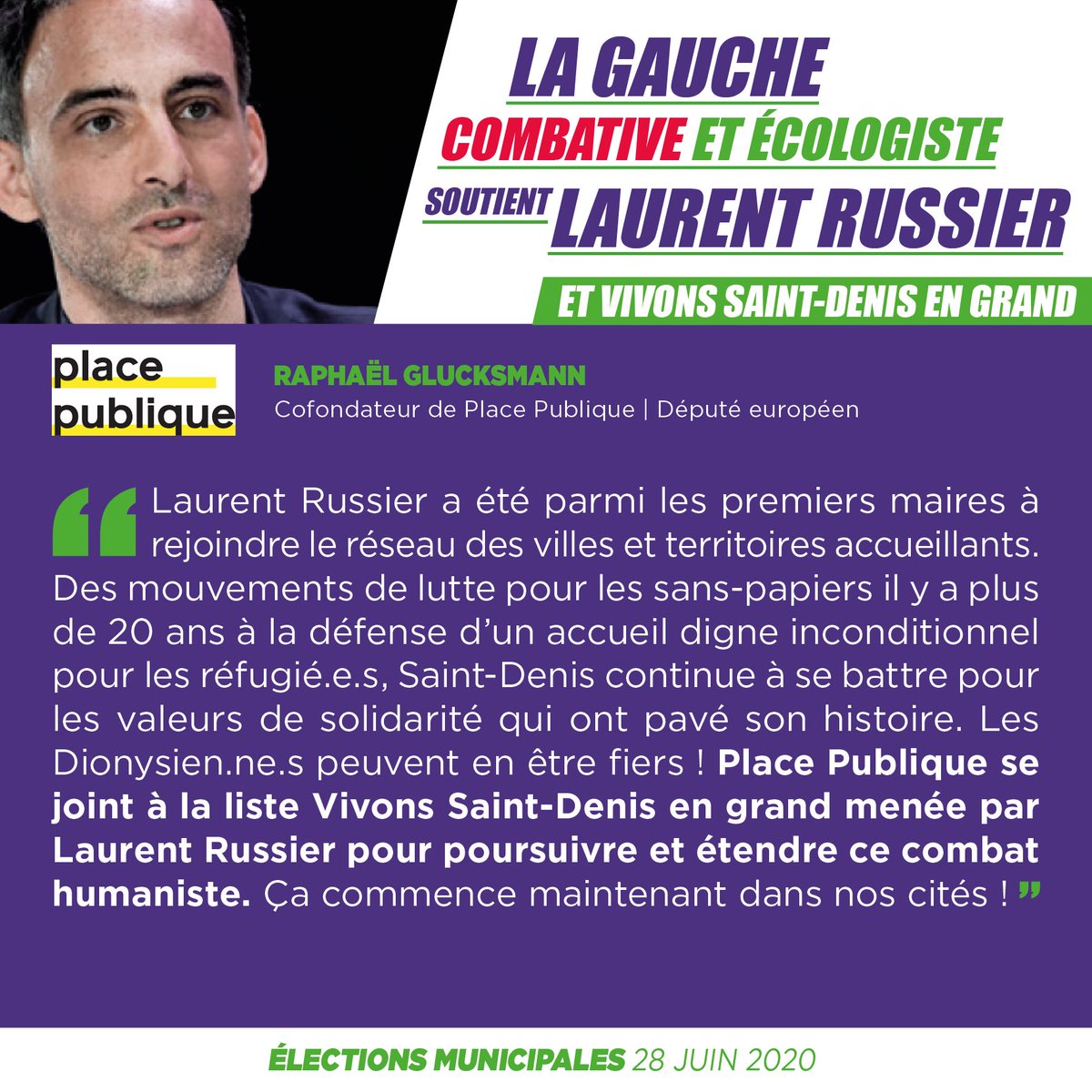 La gauche rassemblée et les écologistes soutiennent Vivons Saint-Denis en Grand ! #saintdenis #Municipales2020