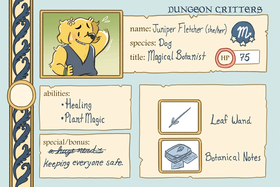 https://t.co/Dk077Jj3Ny there's no pages up on the website yet but be sure to check out the cast page! We made blanks too, if you wanna make one for yourself/your pet/your fursona/etc!