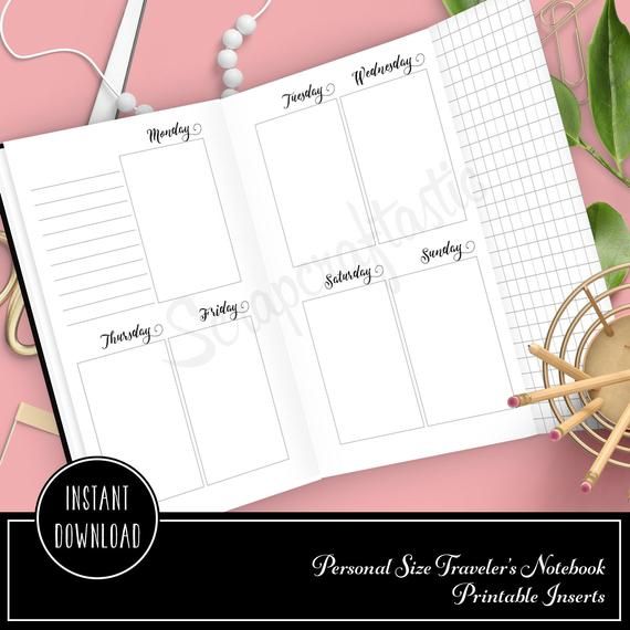 scrapcraftastic's tweet image. Vertical Style (Horizontal Days) Week On Two Pages Personal Size with Grid Tip-In Traveler's Notebook Printable Planner Inserts Undated buff.ly/3g1EGWh #digitaldownload #printableinserts #tninserts #personaltn