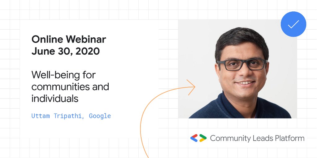 googledevgroups's tweet image. Mark your calendars. 📅 

Next Tuesday, @tripathiuttam will give a talk on how to ensure communities and individuals stay comfortable, happy, and healthy during these times. 

RSVP → goo.gle/31kekup 
#GDGAtHome