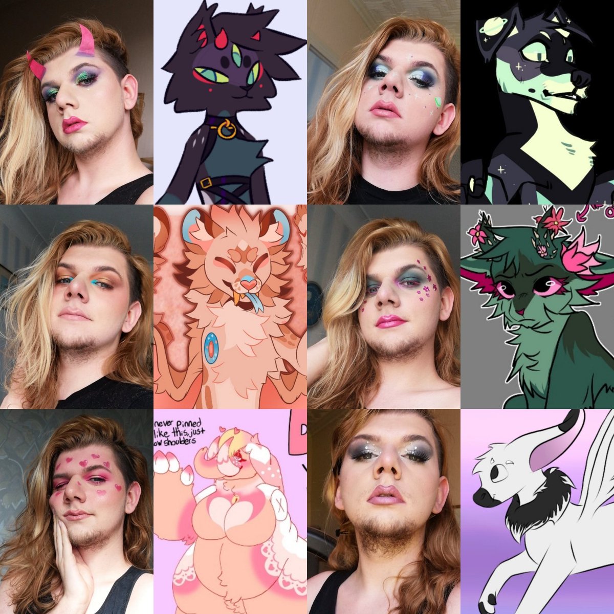 Here's all the fursona makeup requests I have made
Might do one or two more but im gonna mostly go back to doing original concepts for a bit, but it was fun and I'll do it again!
Credits :
@/Neekumii; @/Cyber_Sanity;
@/illumi_naty; @/birbdotavi;
@/CHlMERACON; @/OrbitalTsunami