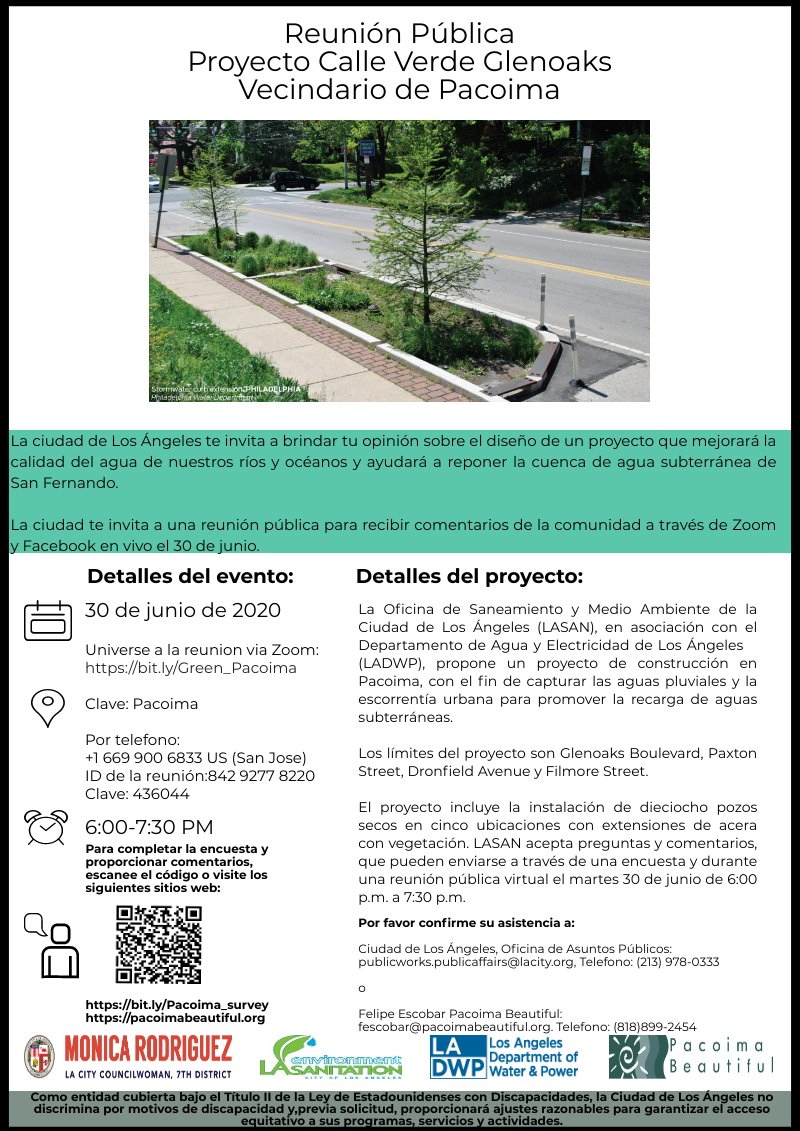PB__Community's tweet photo. Quick reminder Join us Tuesday, June 30, to learn more about this exciting project.. New improvements are coming to pacoima! Let us know what your thoughts by clicking here: https://t.co/Z4BBN1t39m 

#keeppacoimabeautiful #greenstreets #pacoima #community #SFV https://t.co/r0NLOi7NEC