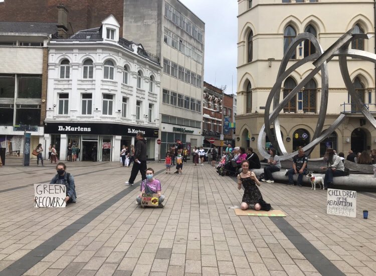 Today’s protest with a #GreenRecoveryNI theme! With <a href="/yca_ni/">Youth Climate Association Northern Ireland (YCANI)</a> and <a href="/BelfastFff/">fridaysforfuturebelfast</a> <a href="/fffnireland/">Fridays for Future Northern Ireland</a>