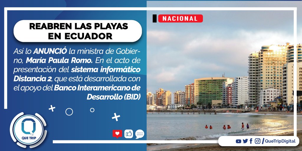 QueTripDigital's tweet photo. Por ultimo señaló que en julio habrá nuevos parámetros para la implementación de los semáforos epidemiológicos

#PlayasEcuatorianas https://t.co/OF3bVGMSw1