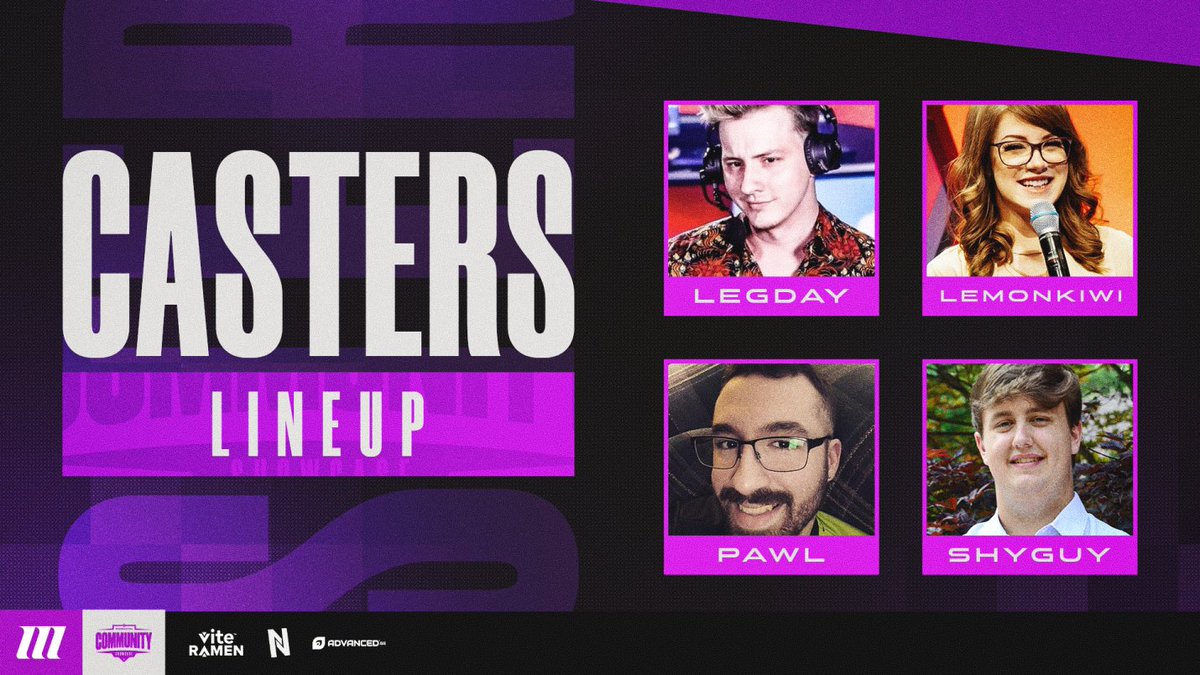 ThirdImpactGG's tweet photo. No one brings the hype like these talented casters!

Casting for the first two games tonight, please welcome back @PawlieC and @shyguyow! 

Joining us for semifinals and finals, we're excited to announce renowned casters, @LEGDAY and @LemonKiwi_!

#PrepareForImpact https://t.co/Kzk7g95UAV